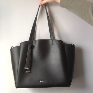 Nine West Black Leather Shoulder Tote Bag